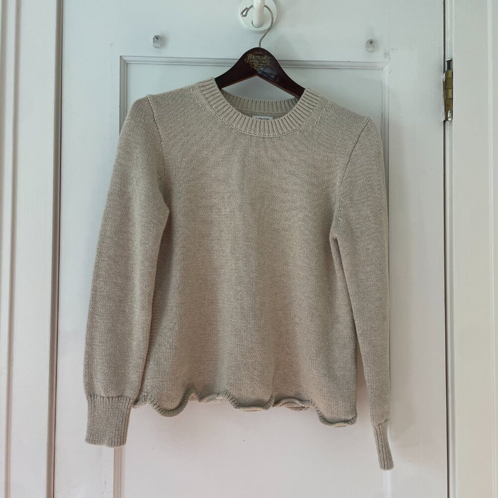 J.Crew Scalloped-Hem Sweater in Tan Size Small - Picture 2 of 9